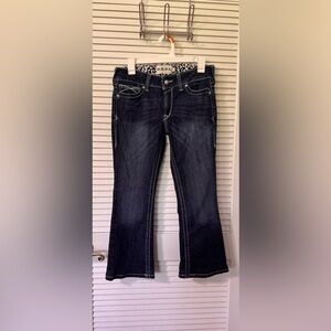 Ariat Real Low Rise Rosy Whipstitch Boot Cut Denim Jeans with Distressed Look